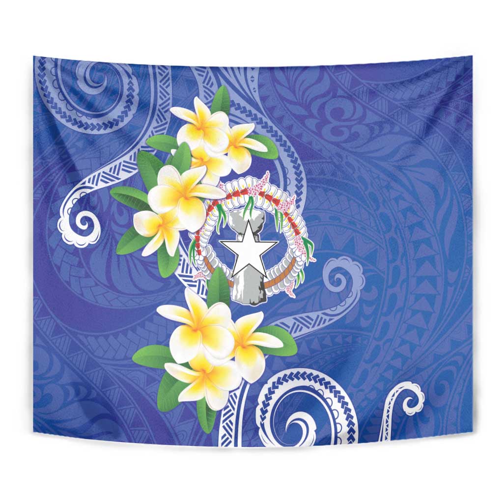 Northern Mariana Islands Chamorro Tapestry Plumeria Curves Style Navy Version LT05 - Polynesian Pride
