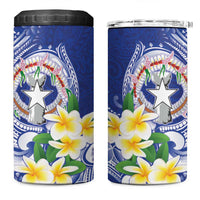 Northern Mariana Islands 4 in 1 Can Cooler Tumbler Polynesian Pattern With Frangipani LT05 One Size: 16 oz Navy - Polynesian Pride