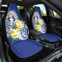 Northern Mariana Islands Car Seat Cover Polynesian Pattern With Frangipani