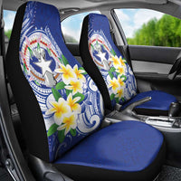 Northern Mariana Islands Car Seat Cover Polynesian Pattern With Frangipani