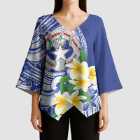 Northern Mariana Islands Kimono Sleeve Blouse Polynesian Pattern With Frangipani LT05 - Polynesian Pride