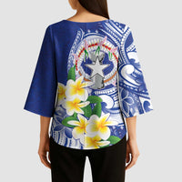 Northern Mariana Islands Kimono Sleeve Blouse Polynesian Pattern With Frangipani LT05 - Polynesian Pride