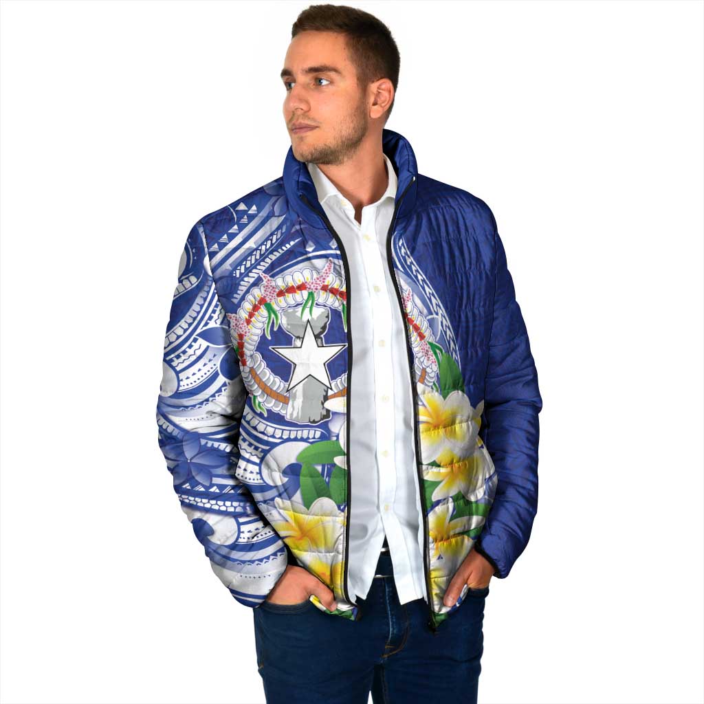 Northern Mariana Islands Padded Jacket Polynesian Pattern With Frangipani LT05 - Polynesian Pride