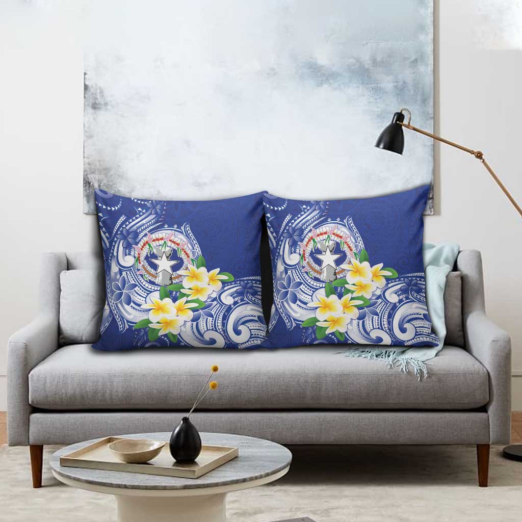 Northern Mariana Islands Pillow Cover Polynesian Pattern With Frangipani