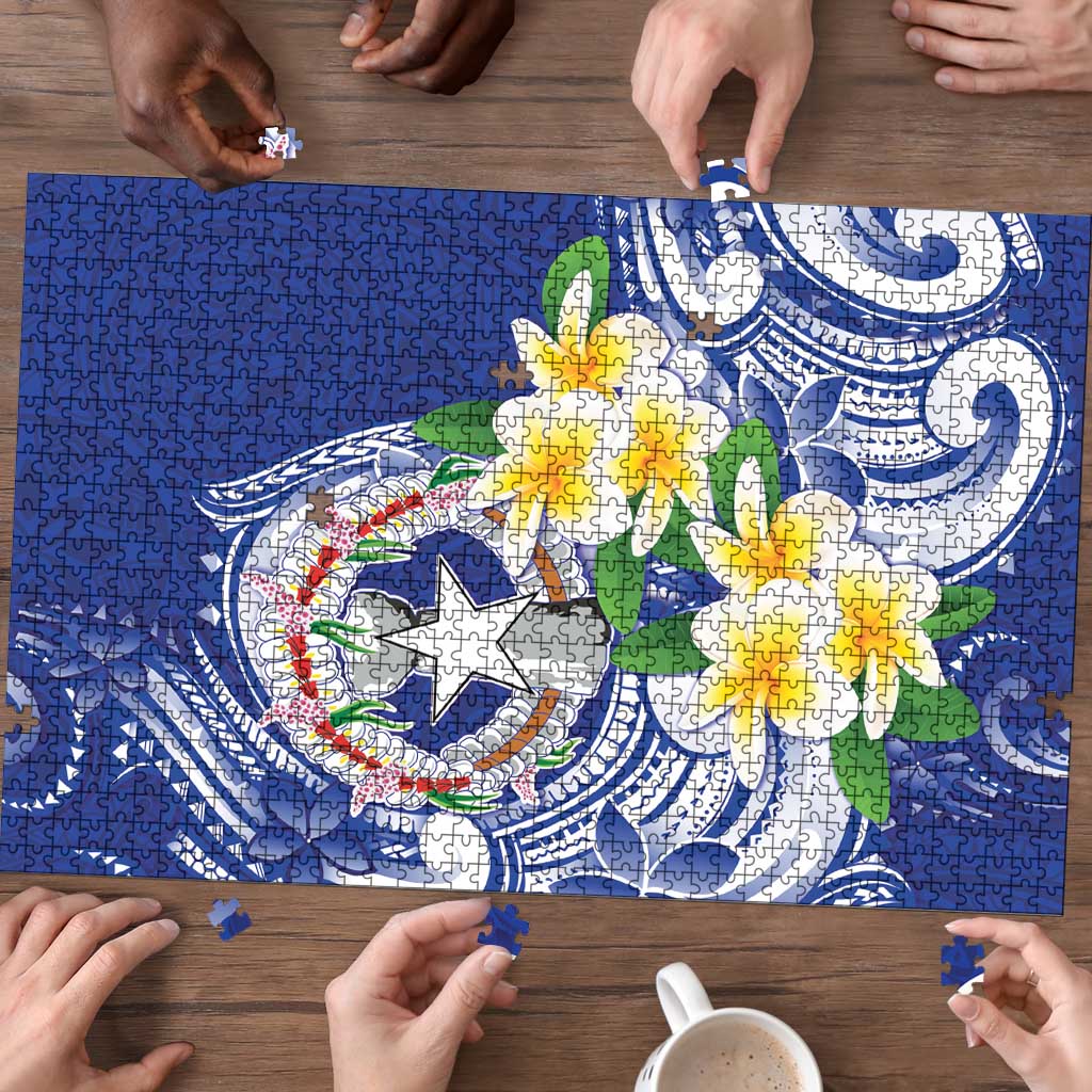 Northern Mariana Islands Puzzle Polynesian Pattern With Frangipani LT05 - Polynesian Pride