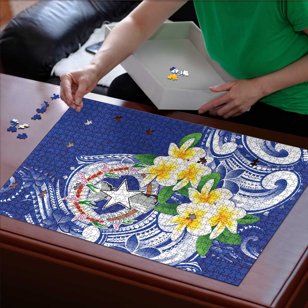 Northern Mariana Islands Puzzle Polynesian Pattern With Frangipani LT05 - Polynesian Pride