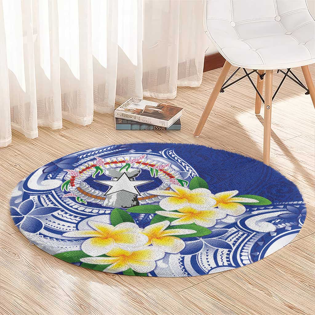 Northern Mariana Islands Round Carpet Polynesian Pattern With Frangipani LT05 - Polynesian Pride