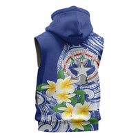 Northern Mariana Islands Sleeveless Hoodie Polynesian Pattern With Frangipani LT05 - Polynesian Pride