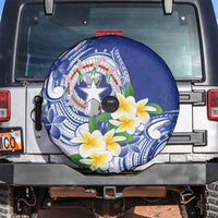 Northern Mariana Islands Spare Tire Cover Polynesian Pattern With Frangipani LT05 Navy - Polynesian Pride