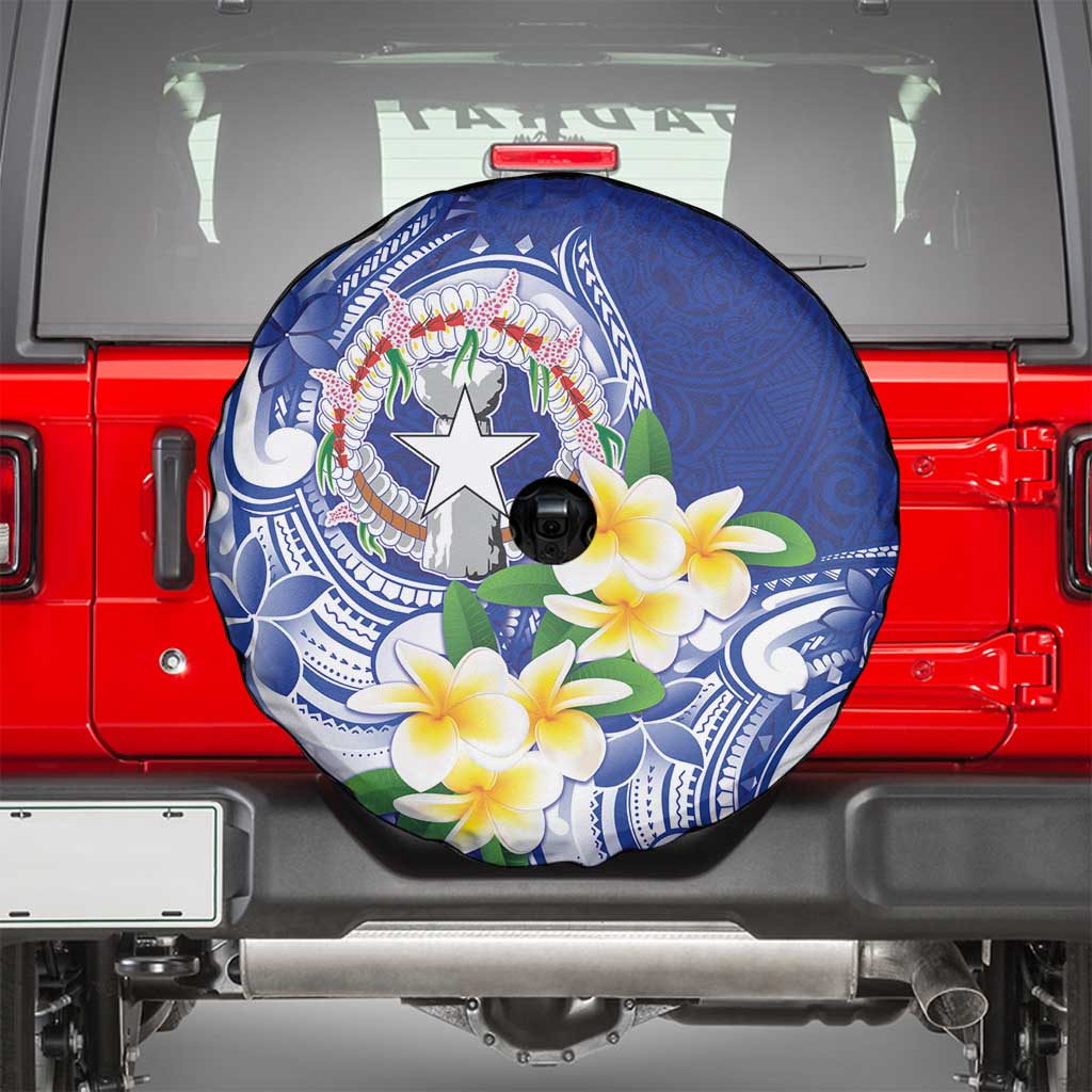 Northern Mariana Islands Spare Tire Cover Polynesian Pattern With Frangipani LT05 - Polynesian Pride
