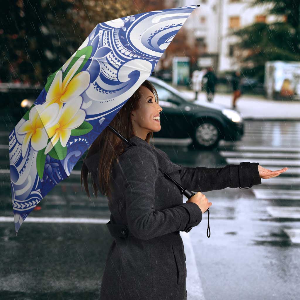 Northern Mariana Islands Umbrella Polynesian Pattern With Frangipani LT05 - Polynesian Pride