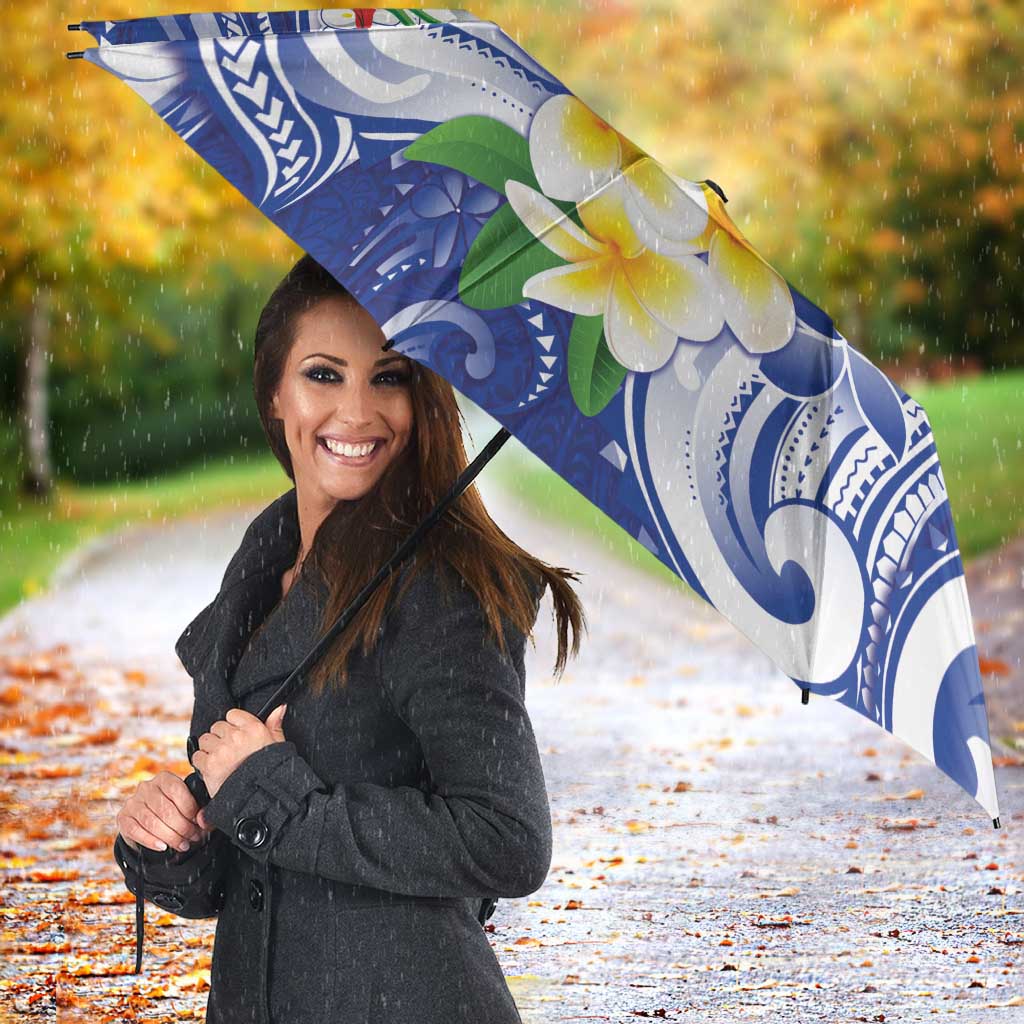 Northern Mariana Islands Umbrella Polynesian Pattern With Frangipani LT05 - Polynesian Pride