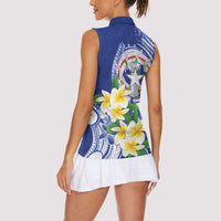Northern Mariana Islands Women Sleeveless Polo Shirt Polynesian Pattern With Frangipani