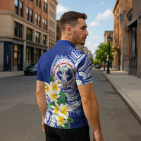 Northern Mariana Islands Zipper Polo Shirt Polynesian Pattern With Frangipani