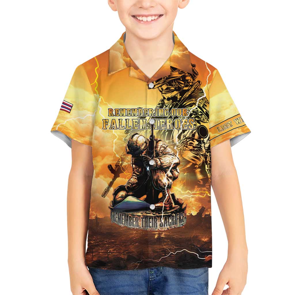 Hawaii Memorial Day Family Matching Long Sleeve Bodycon Dress and Hawaiian Shirt Remember Their Sacrifice LT05 Son's Shirt Yellow - Polynesian Pride
