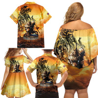 Hawaii Memorial Day Family Matching Off Shoulder Short Dress and Hawaiian Shirt Remember Their Sacrifice