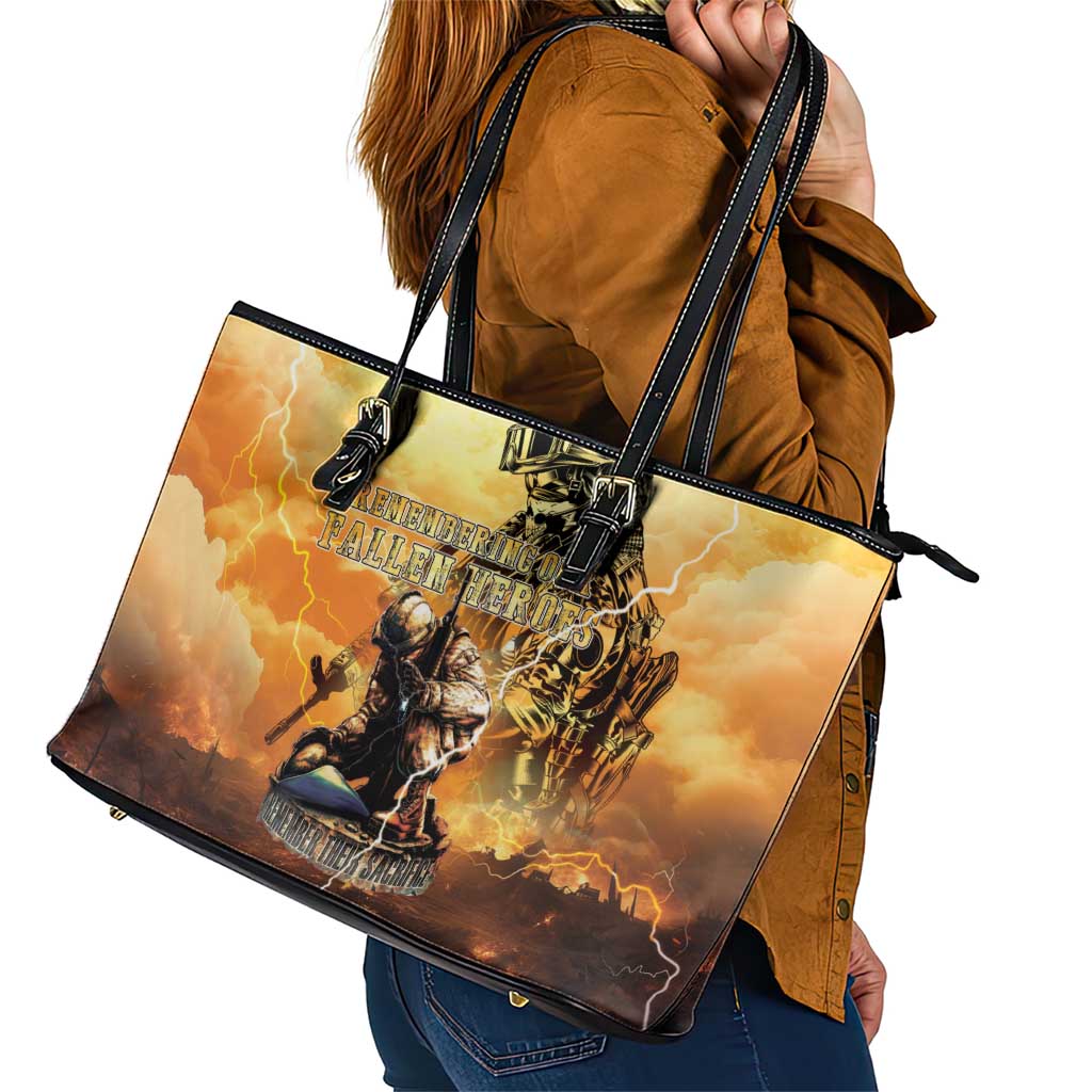 Hawaii Memorial Day Leather Tote Bag Remember Their Sacrifice