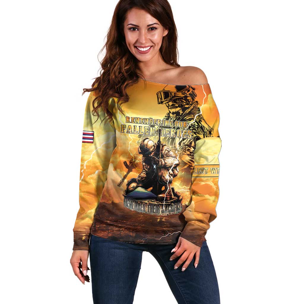 Hawaii Memorial Day Off Shoulder Sweater Remember Their Sacrifice