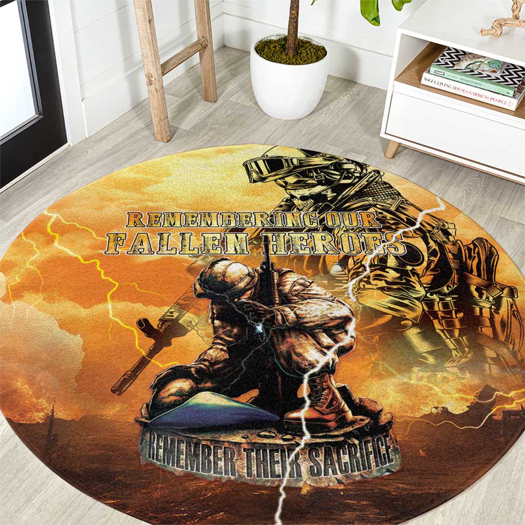 Hawaii Memorial Day Round Carpet Remember Their Sacrifice LT05 Yellow - Polynesian Pride