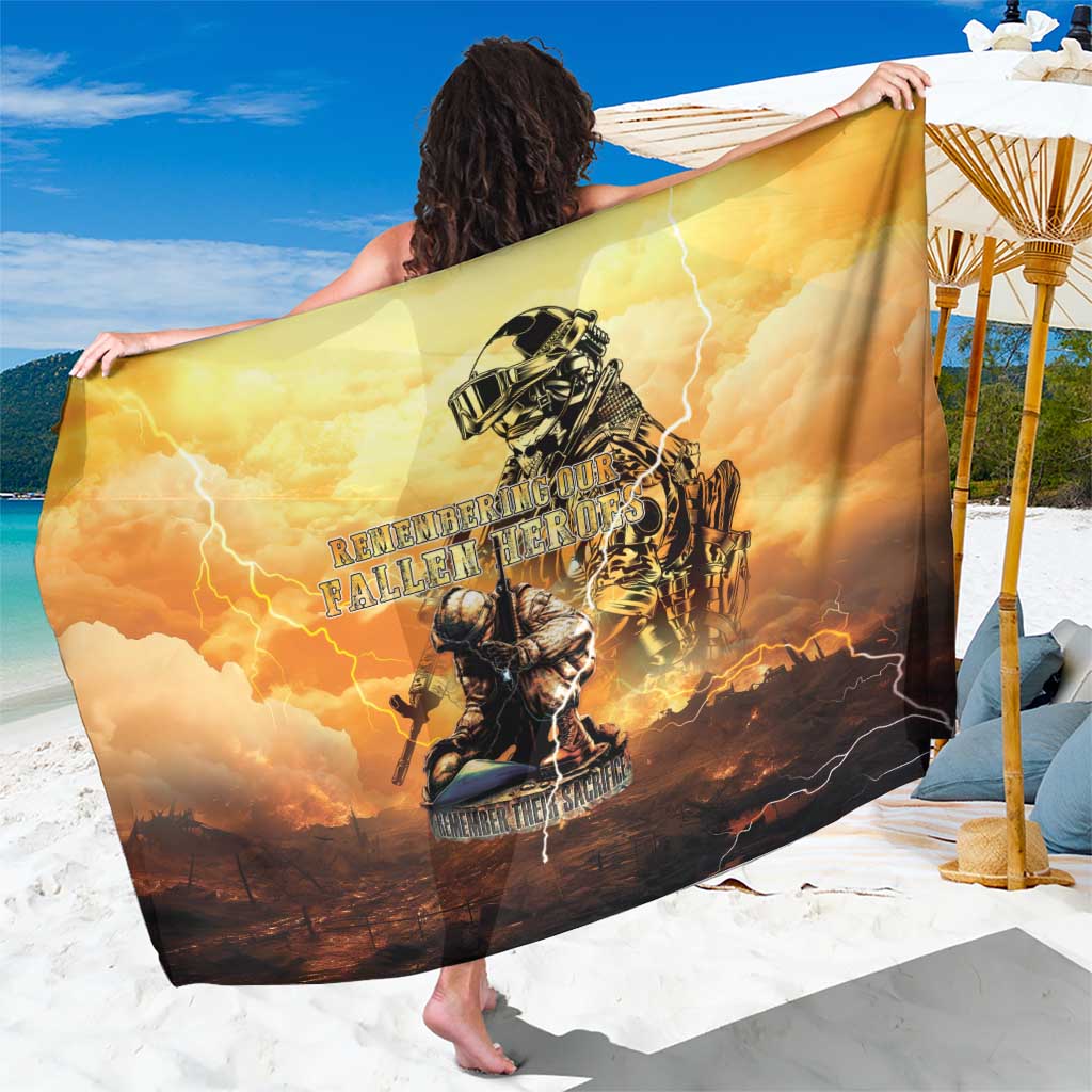 Hawaii Memorial Day Sarong Remember Their Sacrifice LT05 One Size 44 x 66 inches Yellow - Polynesian Pride