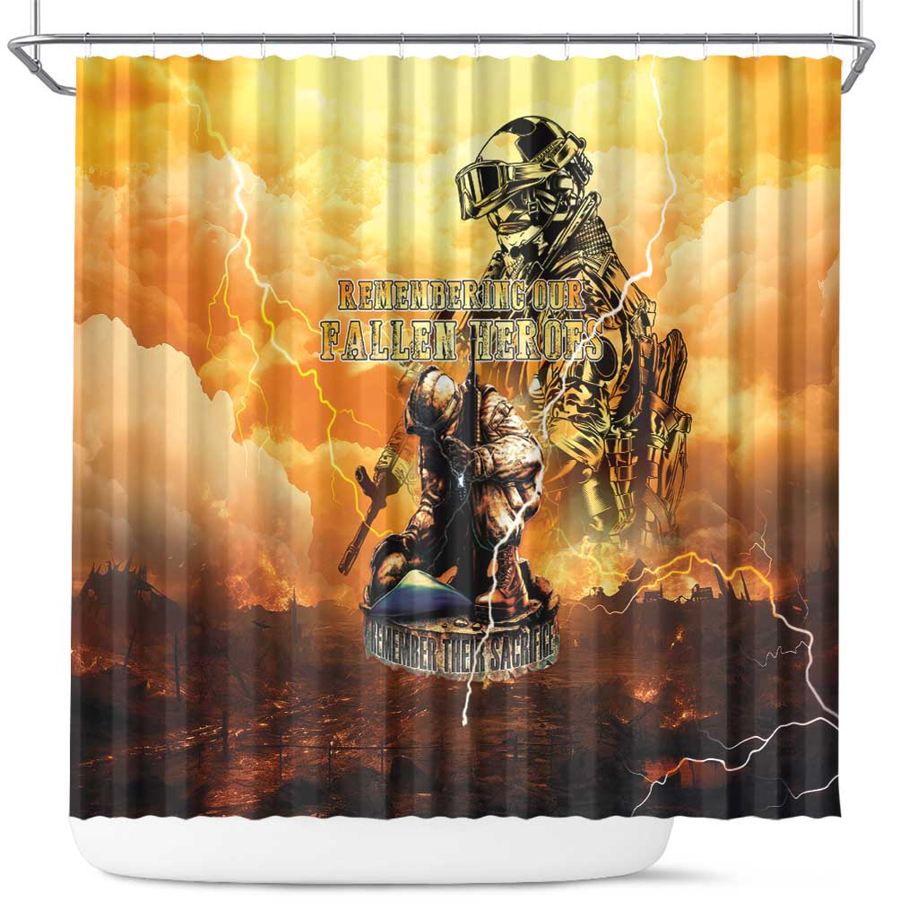 Hawaii Memorial Day Shower Curtain Remember Their Sacrifice LT05 Yellow - Polynesian Pride