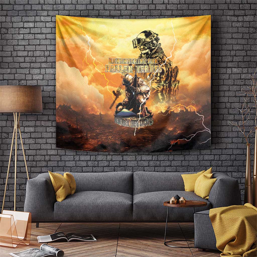 Hawaii Memorial Day Tapestry Remember Their Sacrifice LT05 Yellow - Polynesian Pride