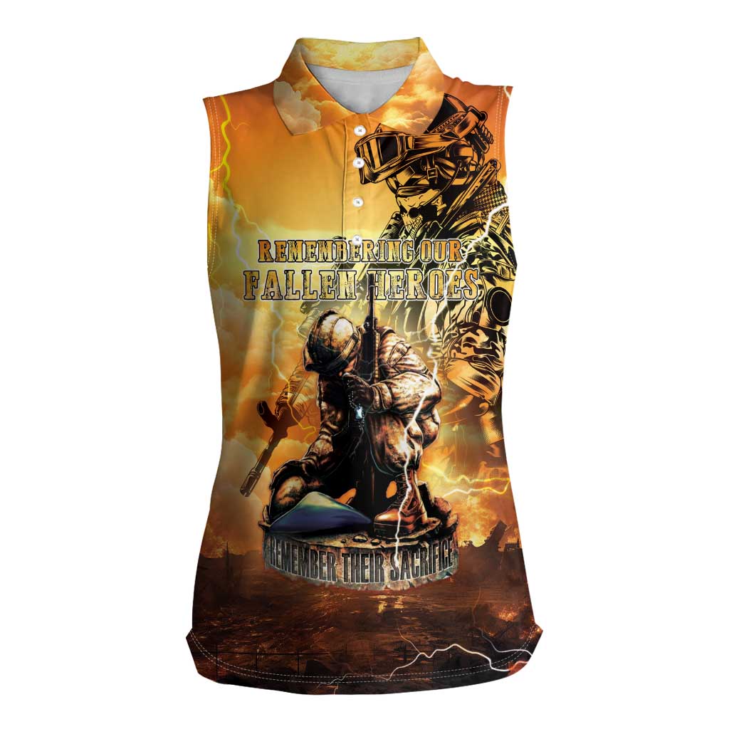 Hawaii Memorial Day Women Sleeveless Polo Shirt Remember Their Sacrifice