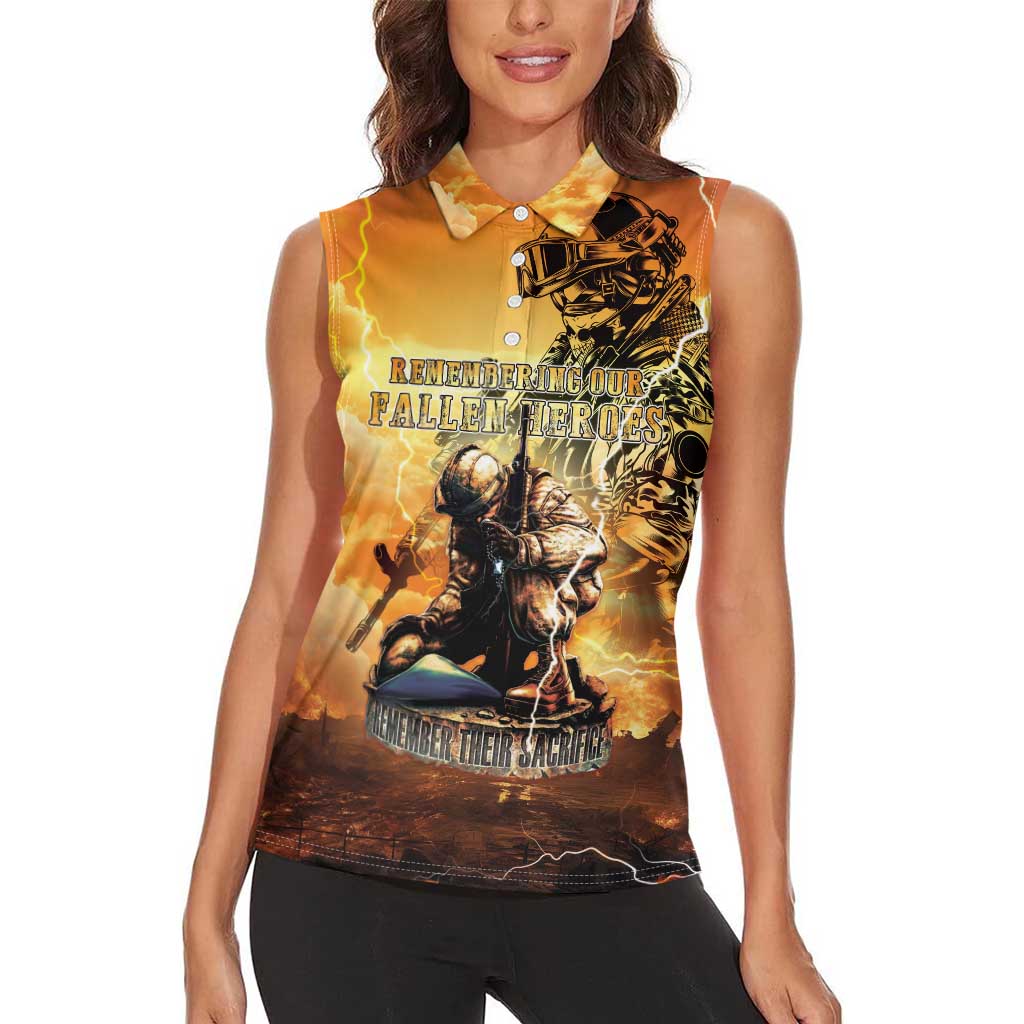 Hawaii Memorial Day Women Sleeveless Polo Shirt Remember Their Sacrifice