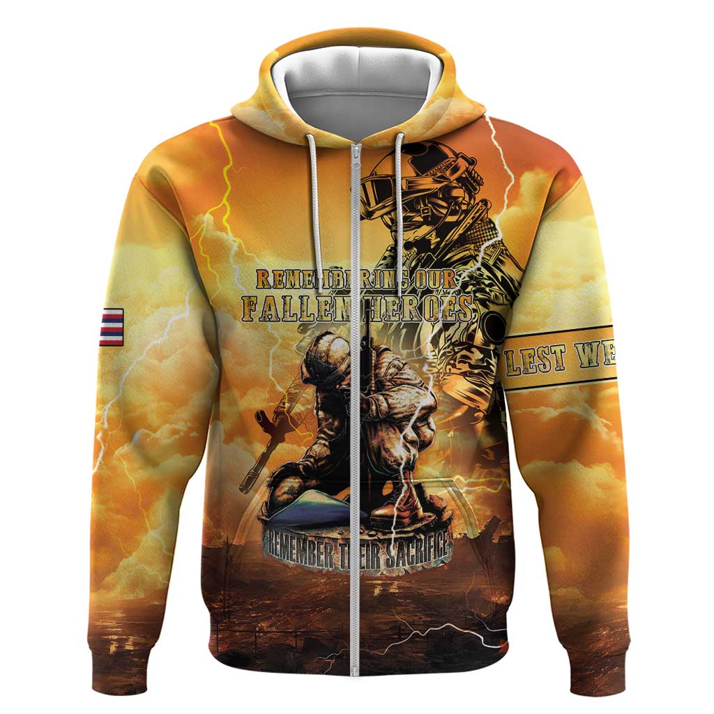 Hawaii Memorial Day Zip Hoodie Remember Their Sacrifice LT05 Zip Hoodie Yellow - Polynesian Pride