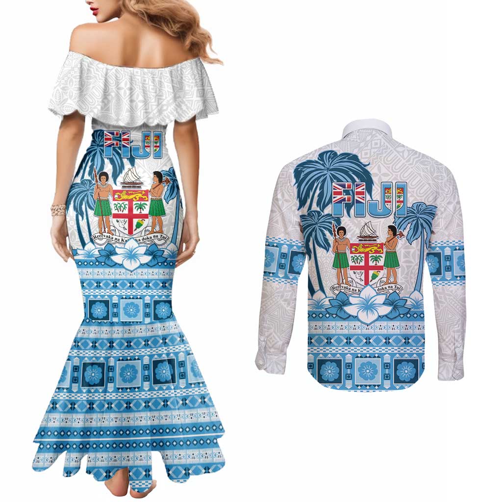 Fiji 679 Constitution Day Couples Matching Mermaid Dress and Long Sleeve Button Shirt Fijian Tapa Pattern