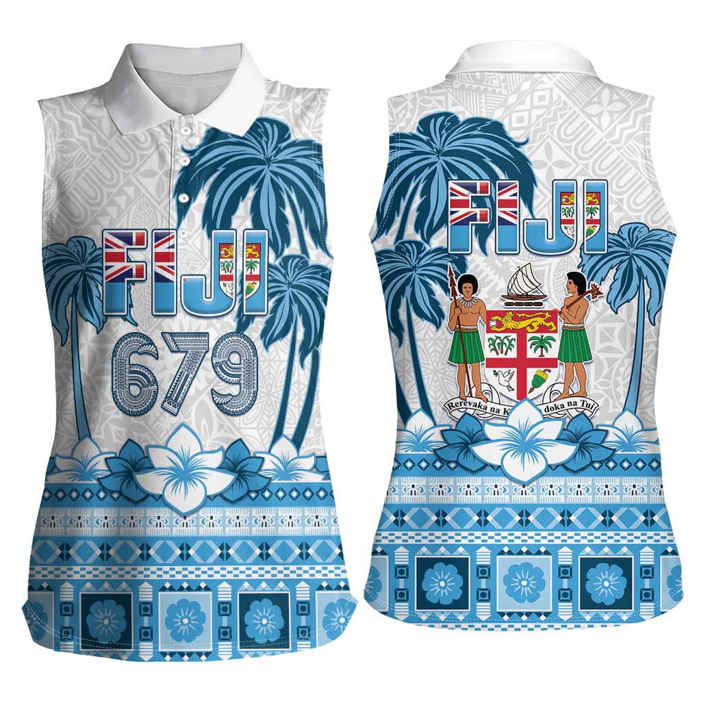 Fiji 679 Constitution Day Women Sleeveless Polo Shirt Fijian Tapa Pattern