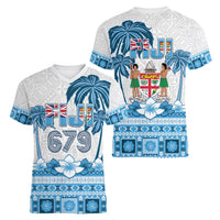 Fiji 679 Constitution Day Women V-Neck T-Shirt Fijian Tapa Pattern