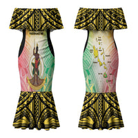 Vanuatu Independence Day Couples Matching Mermaid Dress and Long Sleeve Button Shirt The Untouched Paradise LT05 - Polynesian Pride