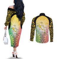 Vanuatu Independence Day Couples Matching Off The Shoulder Long Sleeve Dress and Long Sleeve Button Shirt The Untouched Paradise