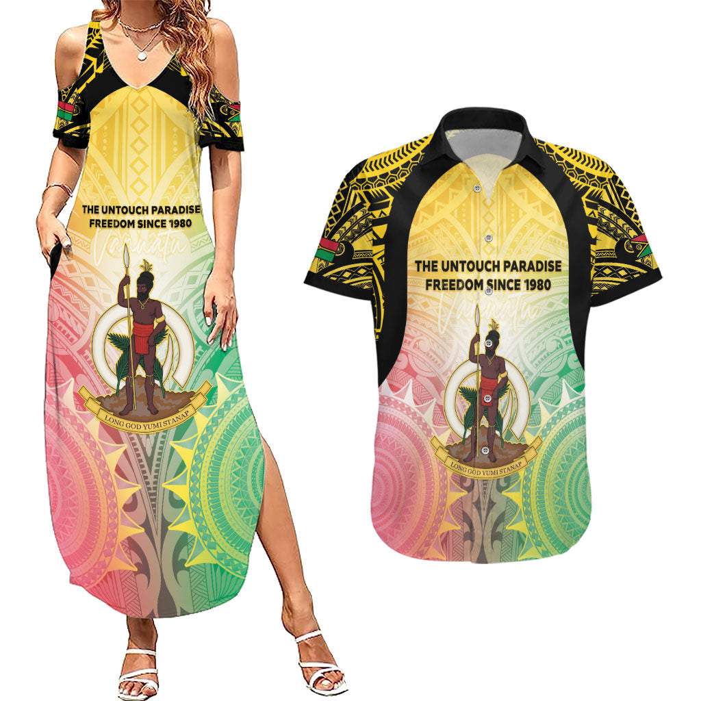 Vanuatu Independence Day Couples Matching Summer Maxi Dress and Hawaiian Shirt The Untouched Paradise LT05 Colorful - Polynesian Pride