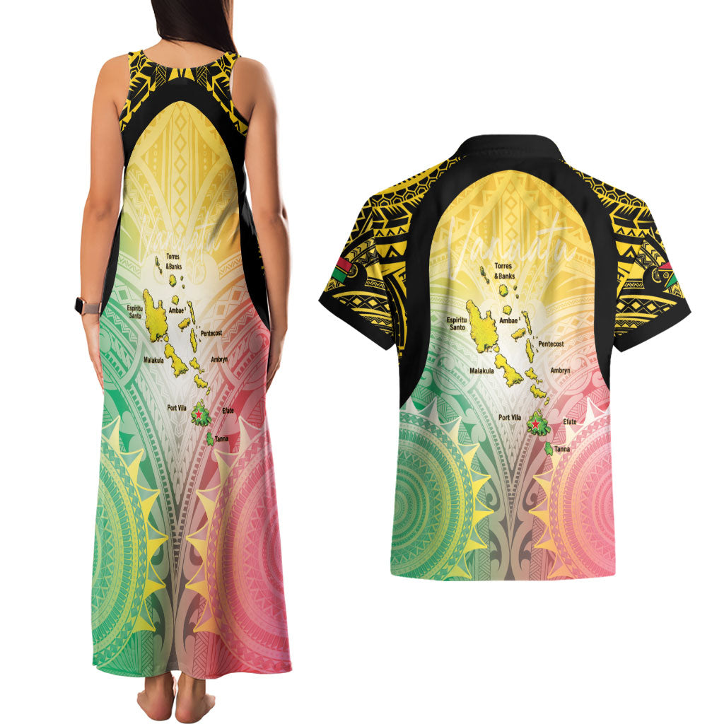 Vanuatu Independence Day Couples Matching Tank Maxi Dress and Hawaiian Shirt The Untouched Paradise