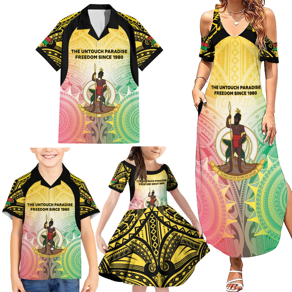 Vanuatu Independence Day Family Matching Summer Maxi Dress and Hawaiian Shirt The Untouched Paradise LT05 - Polynesian Pride