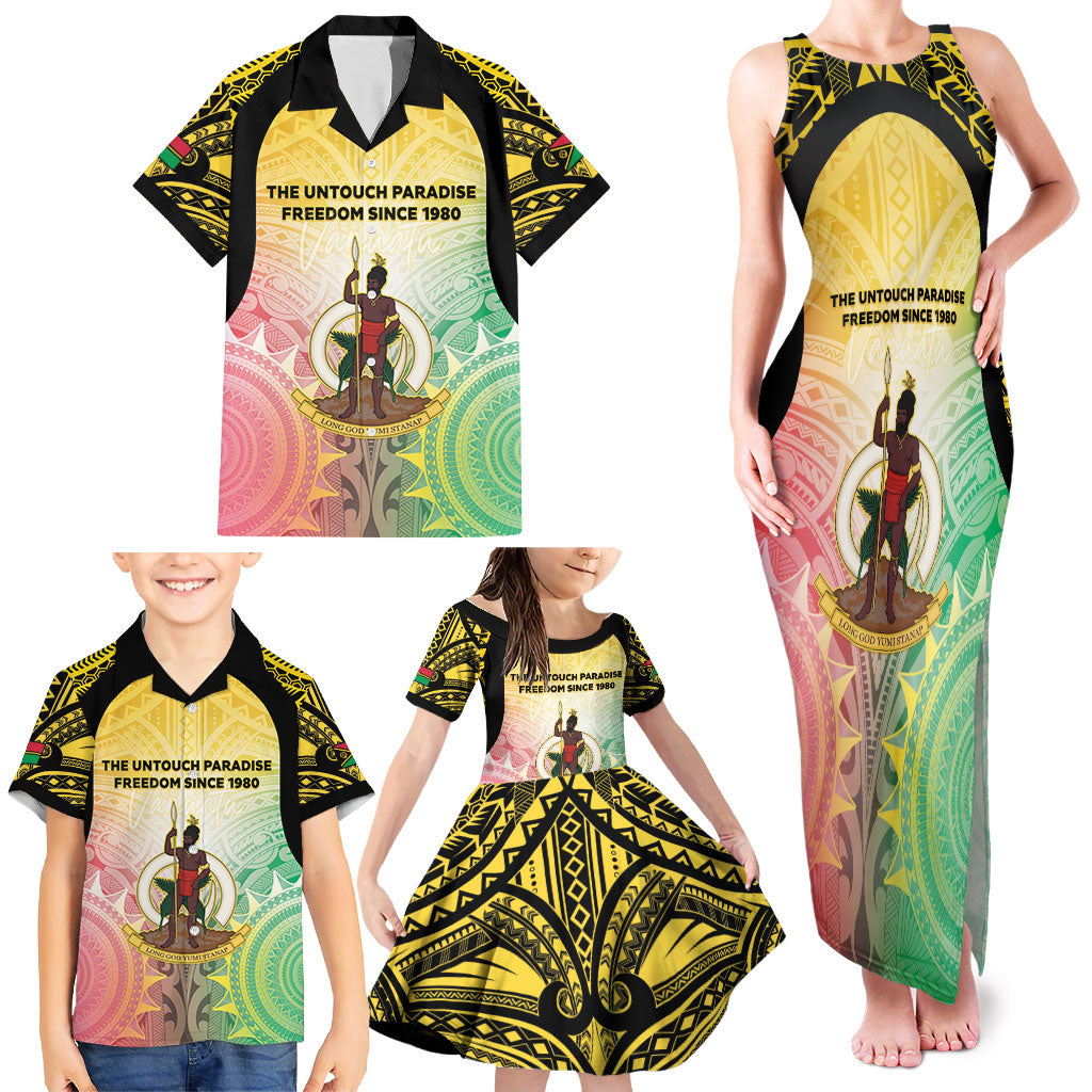 Vanuatu Independence Day Family Matching Tank Maxi Dress and Hawaiian Shirt The Untouched Paradise LT05 - Polynesian Pride
