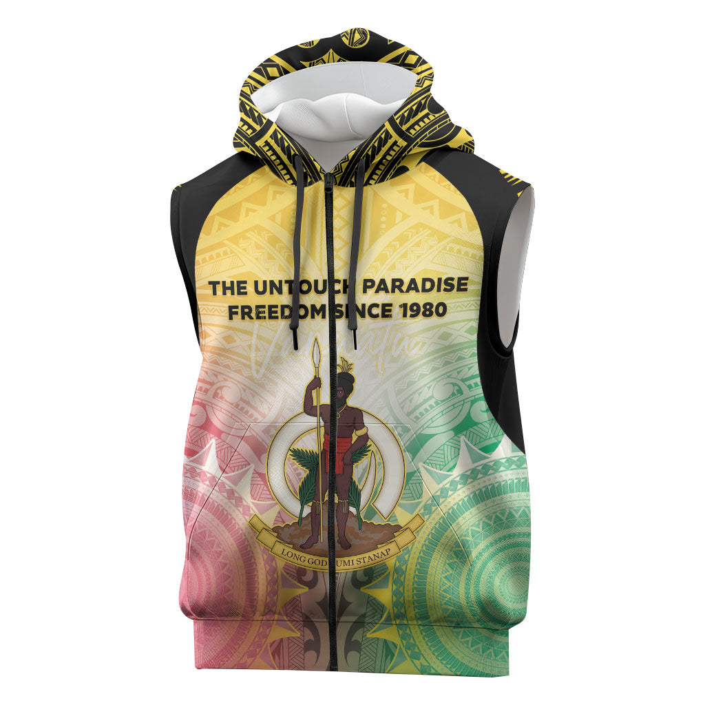 Vanuatu Independence Day Sleeveless Zip Hoodie The Untouched Paradise