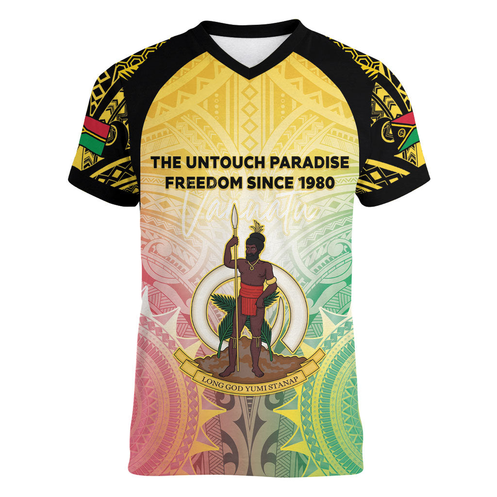 Vanuatu Independence Day Women V-Neck T-Shirt The Untouched Paradise