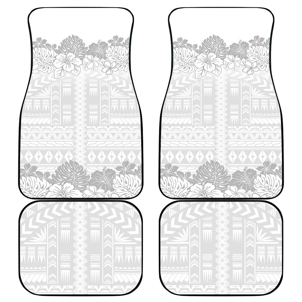 Samoa Lotu Tamaiti Car Mats White Sunday Polynesian Pattern With Tropical Flowers