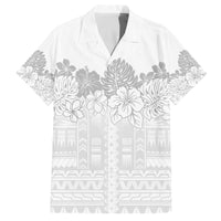 Samoa Lotu Tamaiti Family Matching Puletasi and Hawaiian Shirt White Sunday Polynesian Pattern With Tropical Flowers