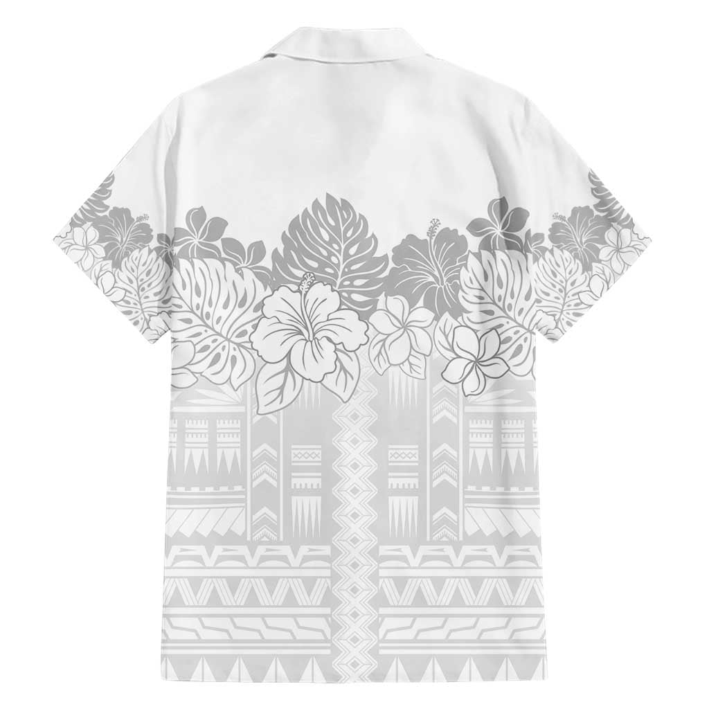 Samoa Lotu Tamaiti Family Matching Short Sleeve Bodycon Dress and Hawaiian Shirt White Sunday Polynesian Pattern With Tropical Flowers