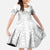Samoa Lotu Tamaiti Kid Short Sleeve Dress White Sunday Polynesian Pattern With Tropical Flowers