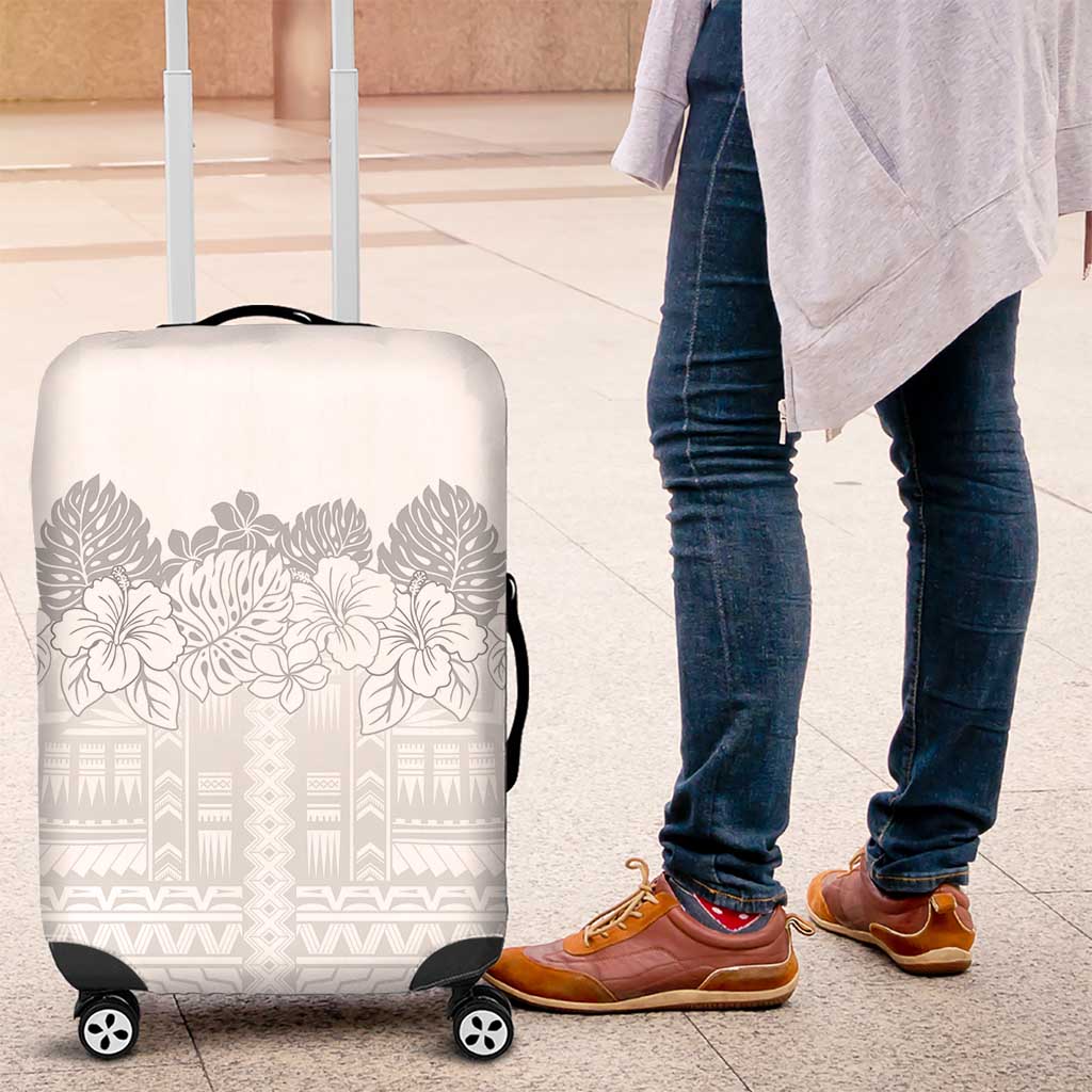 Samoa Lotu Tamaiti Luggage Cover White Sunday Polynesian Pattern With Tropical Flowers LT05 White - Polynesian Pride