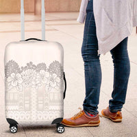 Samoa Lotu Tamaiti Luggage Cover White Sunday Polynesian Pattern With Tropical Flowers