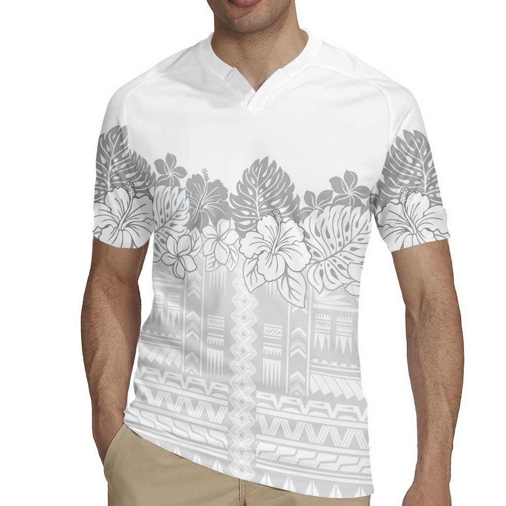 Samoa Lotu Tamaiti Rugby Jersey White Sunday Polynesian Pattern With Tropical Flowers
