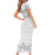 Samoa Lotu Tamaiti Short Sleeve Bodycon Dress White Sunday Polynesian Pattern With Tropical Flowers