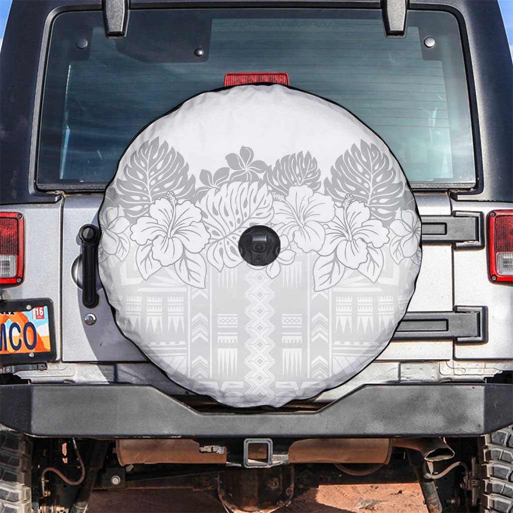 Samoa Lotu Tamaiti Spare Tire Cover White Sunday Polynesian Pattern With Tropical Flowers LT05 White - Polynesian Pride