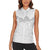 Samoa Lotu Tamaiti Women Sleeveless Polo Shirt White Sunday Polynesian Pattern With Tropical Flowers